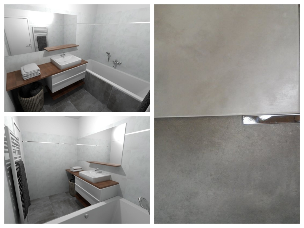koupelna s obklady v imitaci betonu