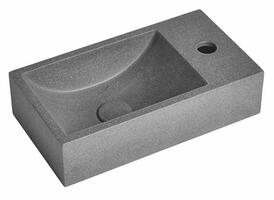 CREST R betonové umývátko, nástěnné, včetně výpusti, 40x22cm, černý granit | Více - 
