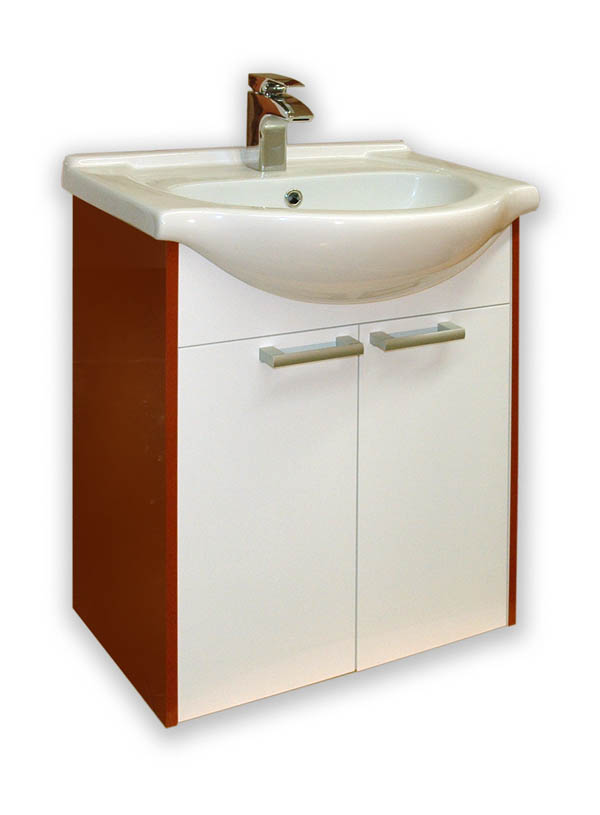 MELODY MB1.2 skříňka s umyvadlem 60x43,5 bílá/hnědá - Koupelnový nábytek