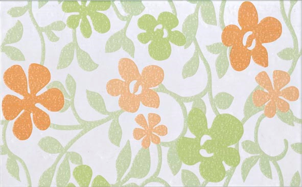 memory arancio/verde inserto fiori 25/40 - Obklady a dlažby