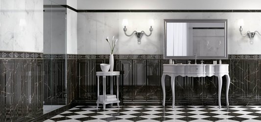 Černobílá koupelna v imitaci mramoru VALENTINO
