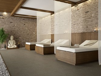 Odpočinková místnost s dlažbou Terrazzo