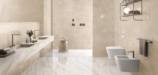 Luxusní koupelna s obkladem a dlažbou Purity of Marble