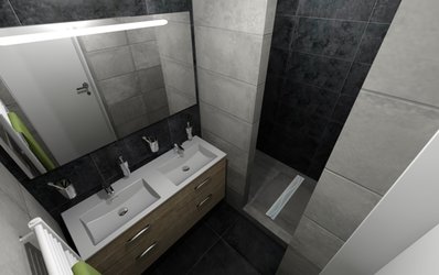 Malá koupelna v imitaci betonu HAIKU
