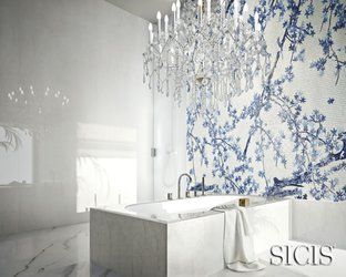 Nádherná mozaika Sicis na stěně v koupelně
