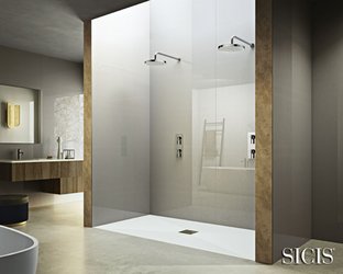Koupelna s designovým skleněným obkladem VETRITE