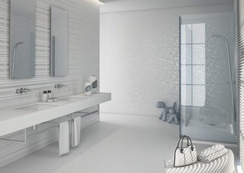 Bílá koupelna s obklady a dlažbou NEUTRAL