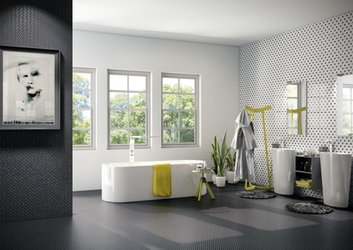 Černobílá koupelna s mozaikou INK&MILK
