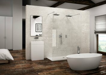 Obklad a dlažba Cast Iron Oxido v koupelně