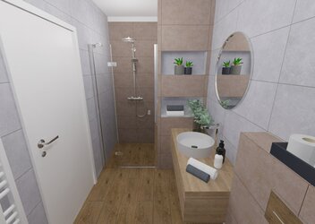 Obklad do koupelny v bílé a hnědé barvě Inca