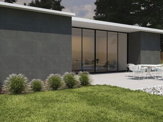 Fasáda domu v tmavém krásném provedení serie Concept