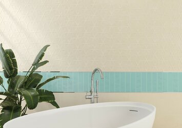 Moderní designová koupelna s modrými obklady Maiolica