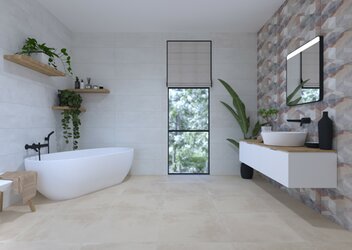 Nádherná barevná koupelna v sériích Madox a Dekofon