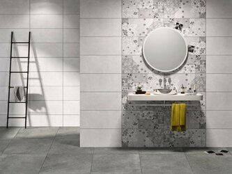 Elegantní šedá koupelna s dlažbou Aspen a obklady Urban