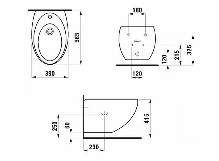 Závěsný bidet s úpravou wondergliss - Laufen  Alessi 3097.1