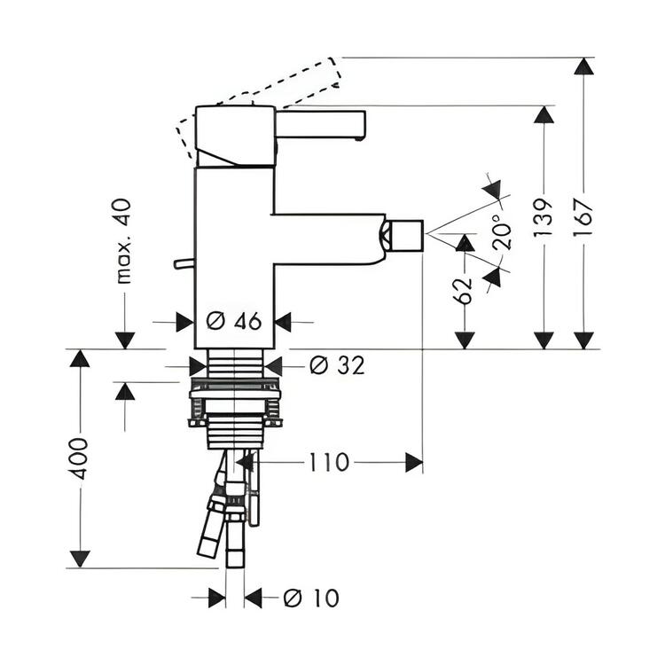 Bidetová páková baterie nerez - Hansgrohe Axor Steel 35202800