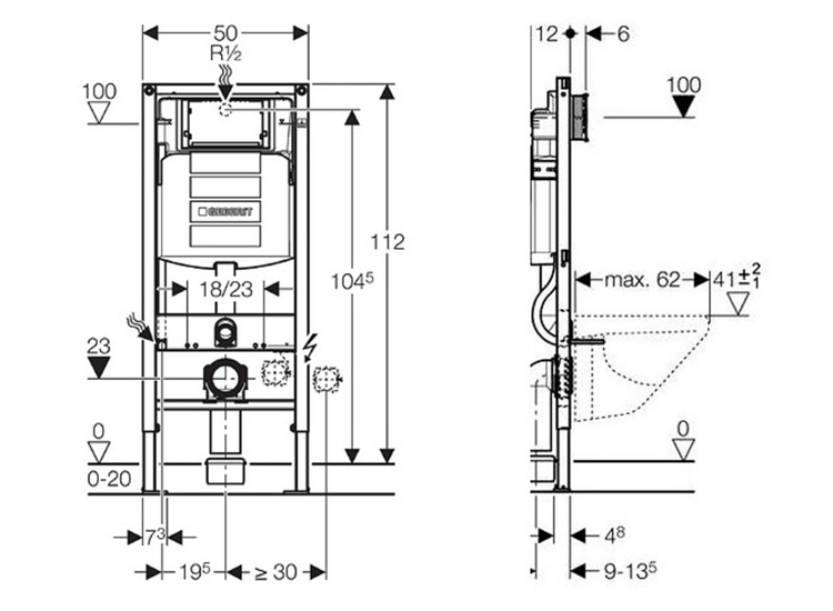 Podomítková nádržka k WC 12 cm – Geberit Duofix Sigma 111.300.00.5