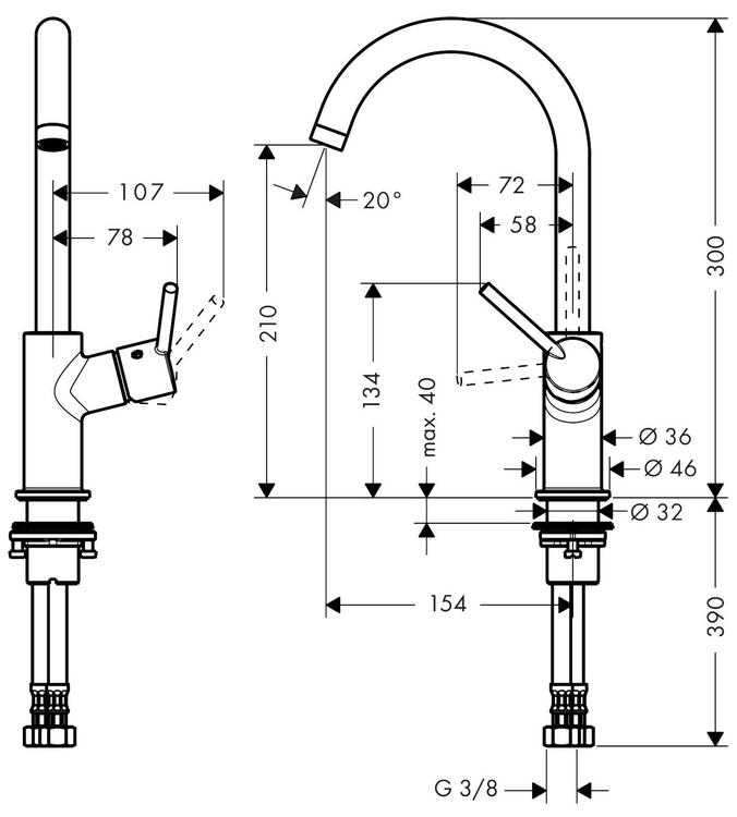 Umyvadlová páková baterie chrom – Hansgrohe Talis S2 32080000