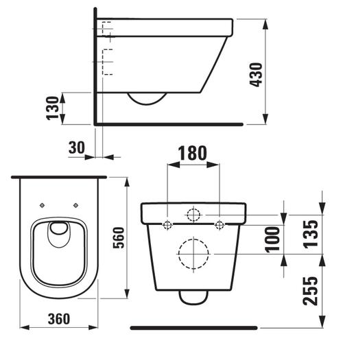 LAUFEN LB3 WC závěsný se sedátkem (2068.0 + 9568.3)