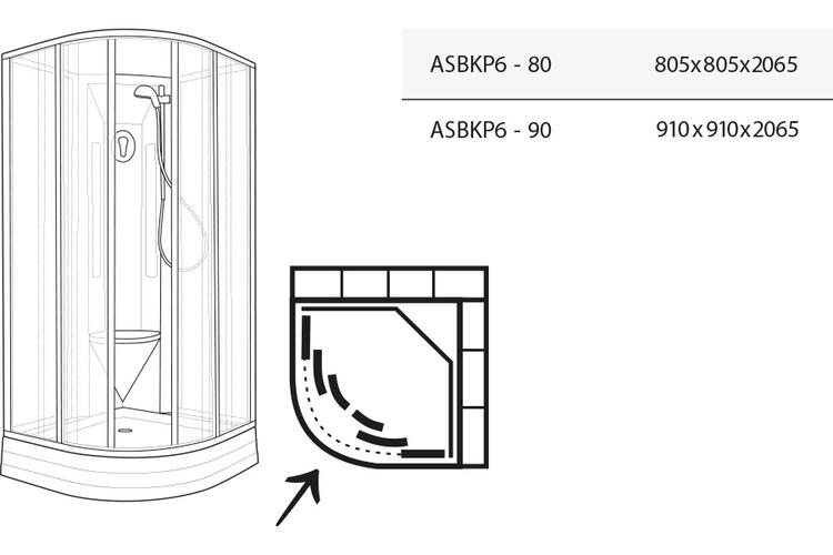 Sprchový kout čtvrtkruhový 80 cm bílá/transparent (4díly) – Ravak ASBKP6 80644112Z1