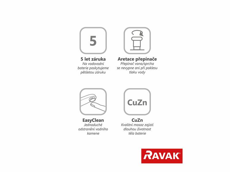 Vanová nástěnná páková baterie chrom bez setu - Ravak Suzan SN 022.00/100