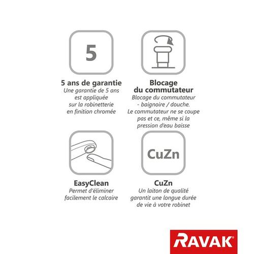Vanová nástěnná páková baterie chrom bez setu - Ravak Suzan SN 022.00/100