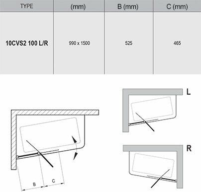 Vanová zástěna skleněná 100 cm P transparent - Ravak 10CVS2