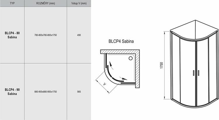 Sprchový kout čtvrtkruhový 80 cm satin + transparent - Ravak BLCP4