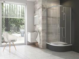 Sprchový kout čtvrtkruhový 90 cm satin + transparent - Ravak BLCP4 | Více -