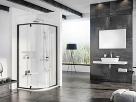Sprchový kout čtvrtkruhový 80 cm černá + transparent - Ravak PSKK3 | Více -