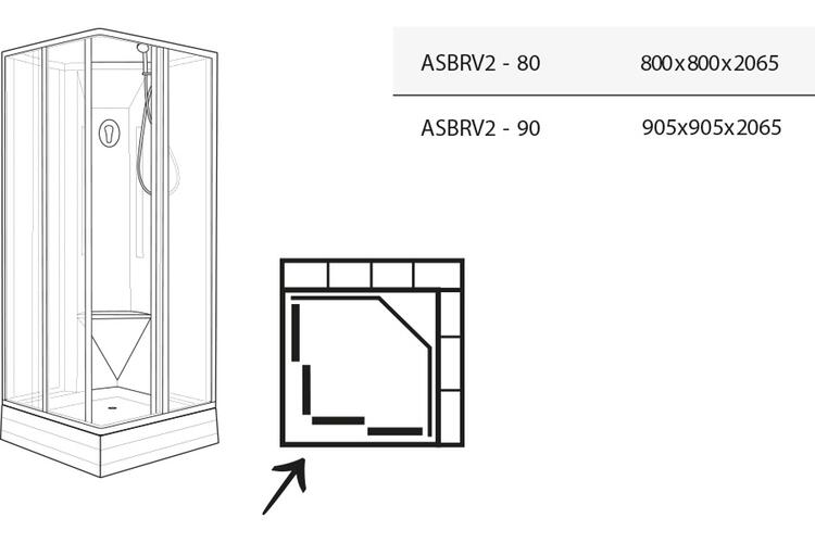 Sprchový kout čtvercový 90 cm bílá + transparent (4 díly) - Ravak ASBRV2