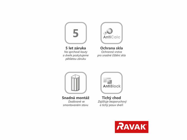 Sprchový kout čtvrtkruhový 90 cm bílá + pearl - Ravak SKCP4