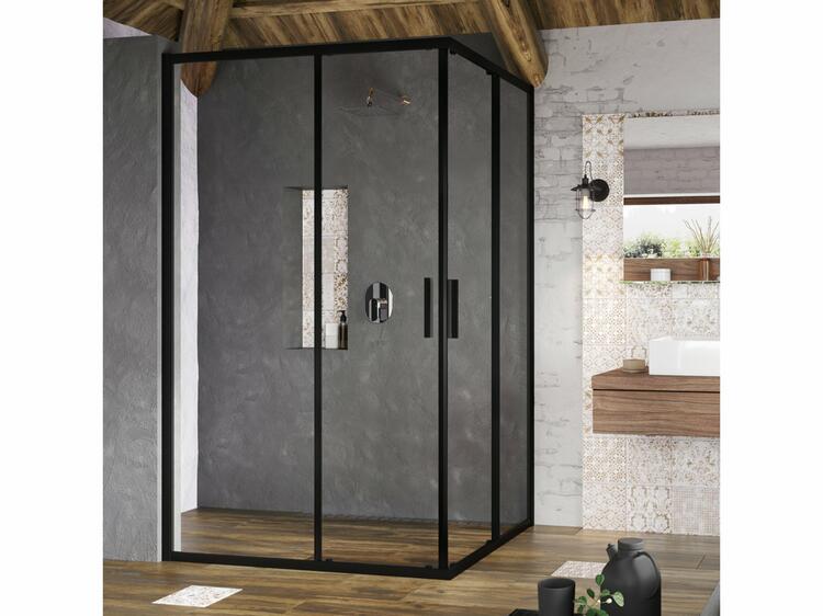 Kombinovatelný sprchový kout čtvercový/obdélníkový 90 cm černá + transparent - Ravak BLRV2K