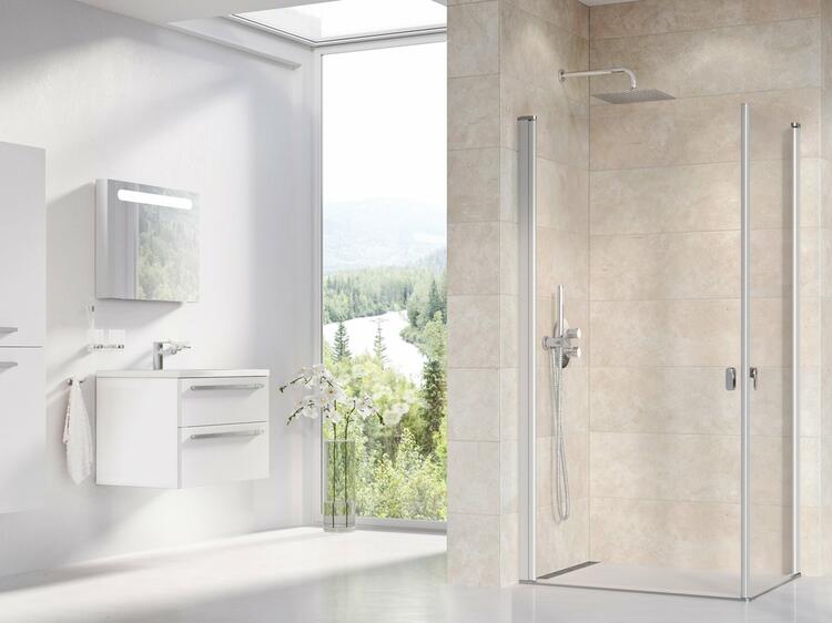 Sprchové dveře 90 cm satin + transparent - Ravak CRV1