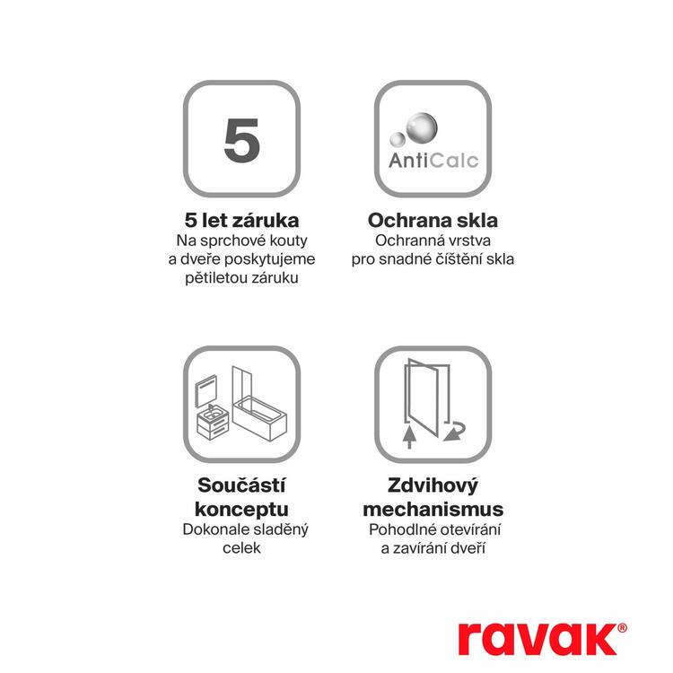 Sprchové dveře 90 cm bílá + transparent - Ravak CRV1