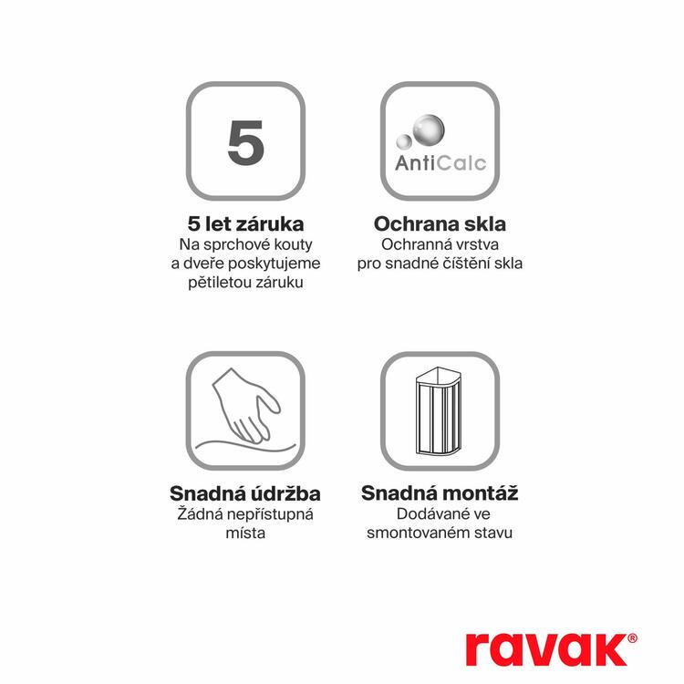 Pevná stěna ke sprchovému koutu 80 cm black + transparent - Ravak PPS