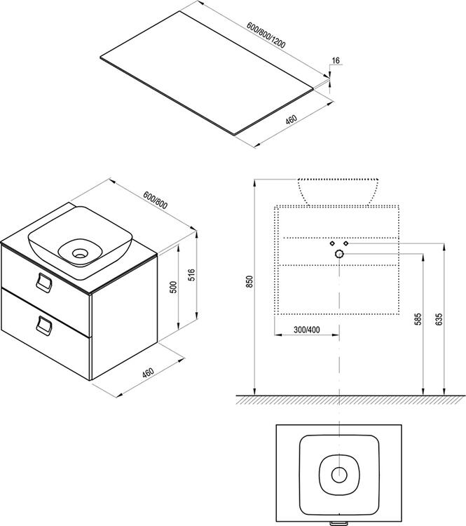 Krycí deska na skříňku bílá - Ravak Deska Comfort 600