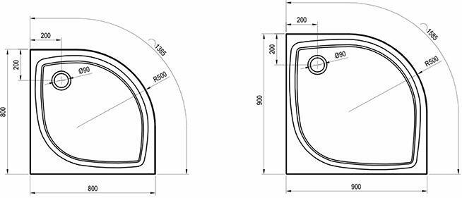 Čtvrtkruhová sprchová vanička z litého mramoru 90 cm – Ravak Elipso Flat XA237711010