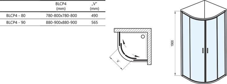 Sprchový kout čtvrtkruhový 90 cm bílá/transparent – Ravak BLCP4 3B270100Z1