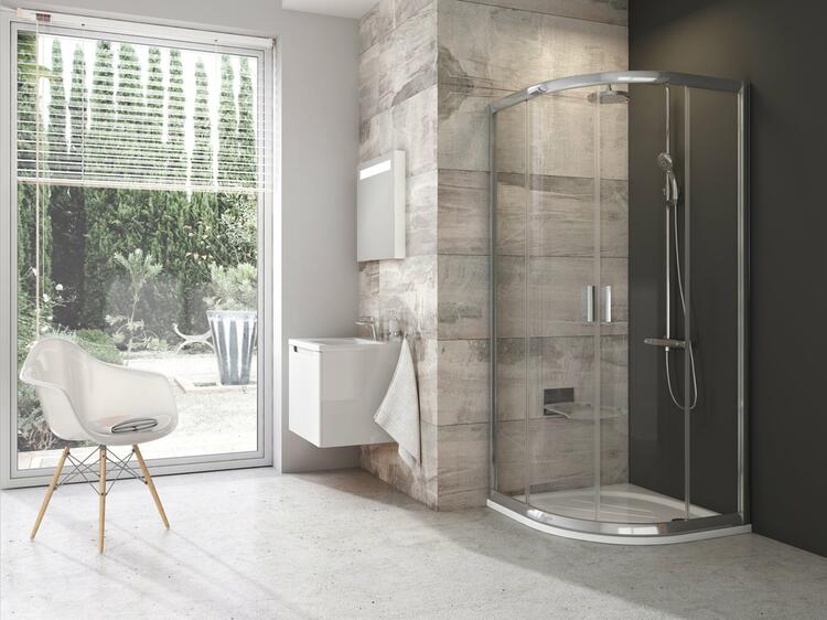 Sprchový kout čtvrtkruhový 90 cm bright alu + transparent - Ravak BLCP4