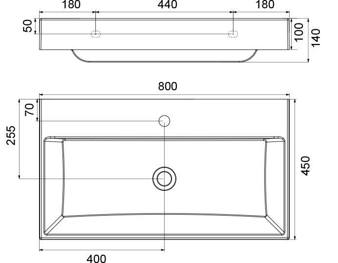 Umyvadlo 80 cm bez přepadu - Ravak natural 800