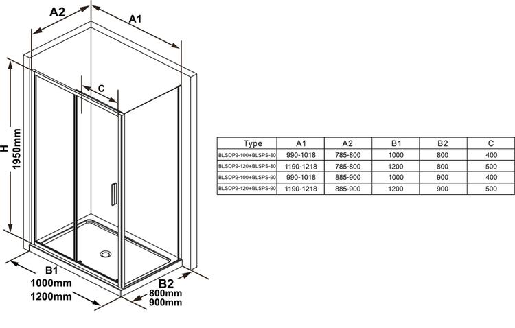 Pevná stěna ke sprchovému koutu 80 cm černá + transparent - Ravak BLSPS