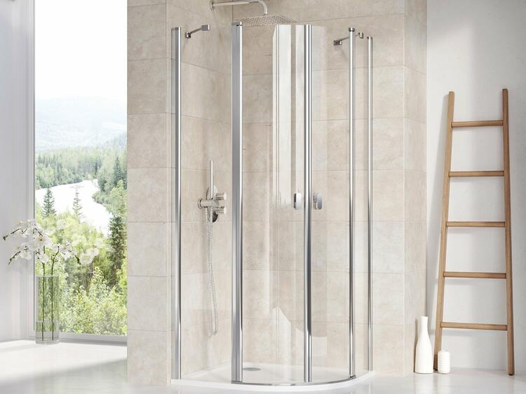 Čtvrtkruhová sprchová vanička z litého mramoru 80 cm – Ravak Elipso Pro Chrome XA244401010