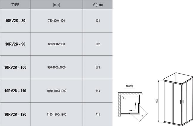 Sprchový kout čtvercový 120 cm bright alu + transparent - Ravak 10RV2K