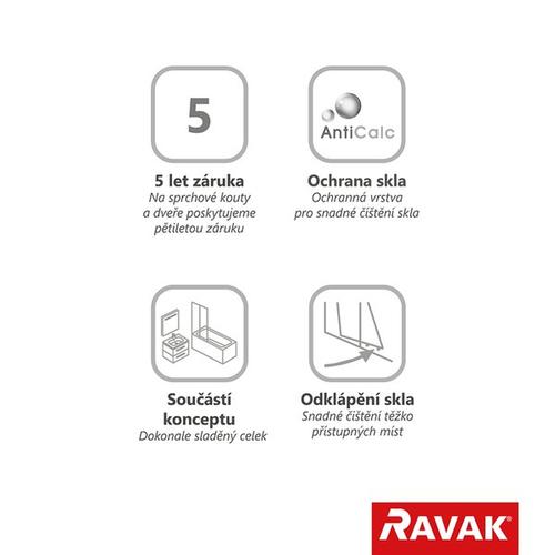 Kombinovatelný sprchový kout čtvercový/obdélníkový 80 cm bright alu + transparent - Ravak 10RV2K