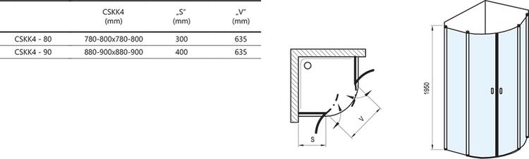 Sprchový kout čtvrtkruhový 80 cm bílá/transparent – Ravak CSKK4 3Q140100Z1