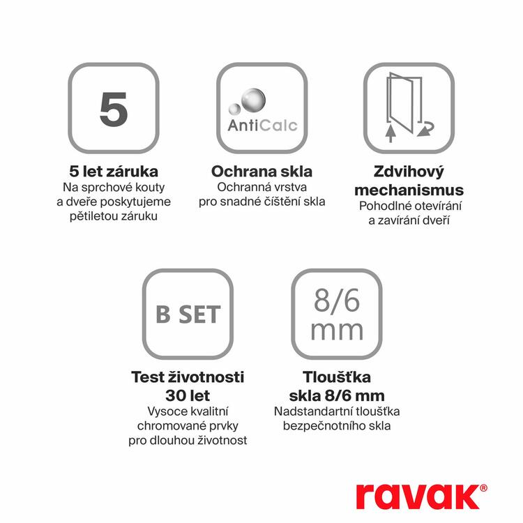 Sprchové dveře levé 100 cm chrom/transparent – Ravak BSD2 0ULAAA00Z1