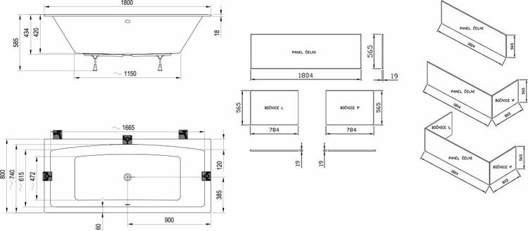 Obdelníková akrylátová vana 180x80 - Ravak Formy 02 Slim