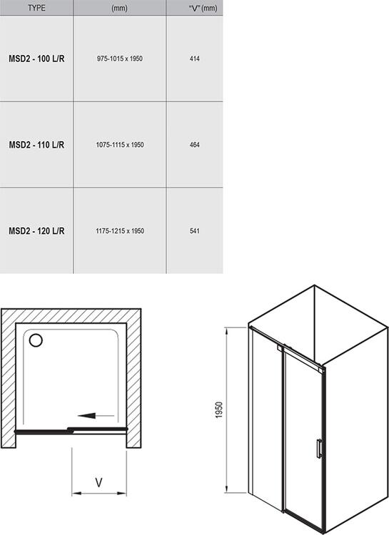 Sprchové dveře levé 110 cm bílá/transparent – Ravak MSD2 0WLD0100Z1
