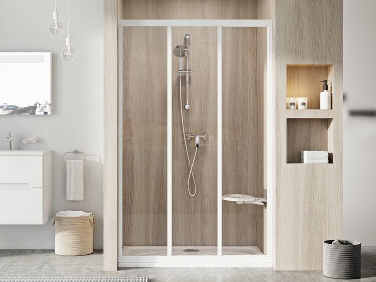 Sprchové dveře 80 cm bílá + transparent - Ravak ASDP3